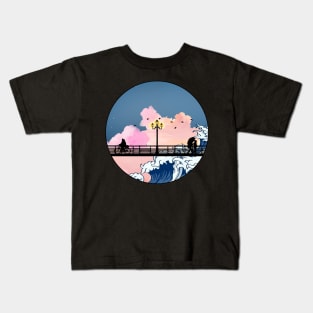 "On the Bridge" Graphic Design. Waves, Clouds, Stars, Birds. Kids T-Shirt